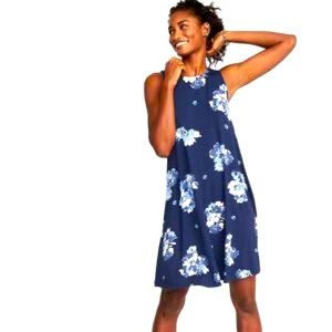 Old Navy knit swing dress blue floral print